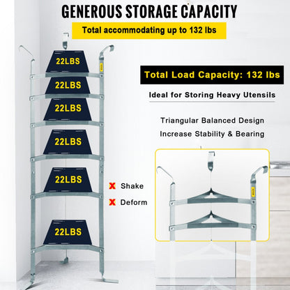 VV-CJJ-6SN - Sturdy 6-Tier Carbon Steel Kitchen Cookware Organizer