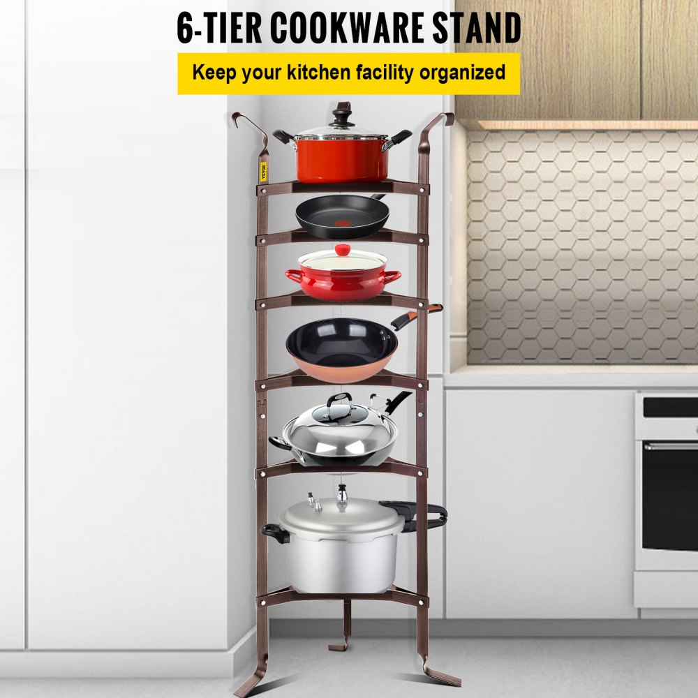 VV-CJJ-6OB - 61.2" Carbon Steel 6-Tier Pot Rack for Kitchen Organization