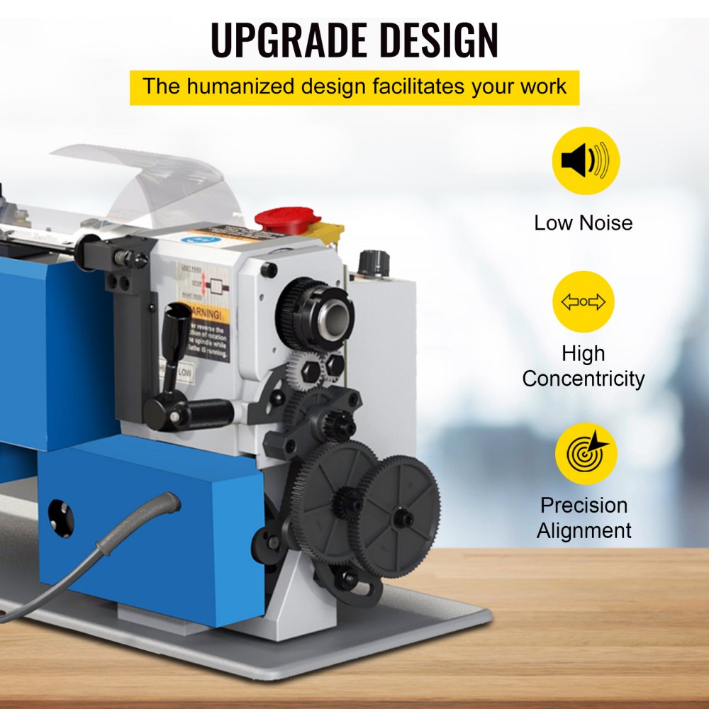 010382049841 - 7"x12" VEVOR Mini Bench Lathe with 3-Jaw Chuck, 2250 RPM