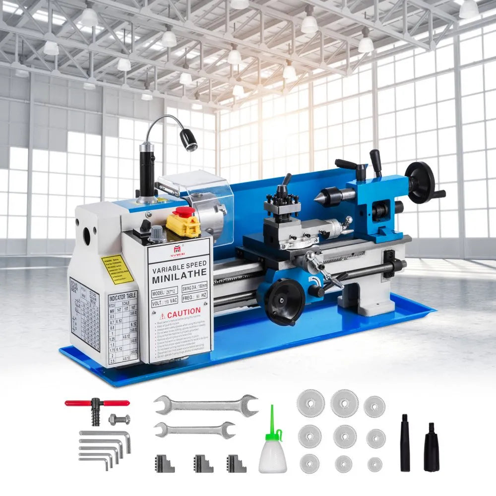 010382049841 - 7"x12" VEVOR Mini Bench Lathe with 3-Jaw Chuck, 2250 RPM