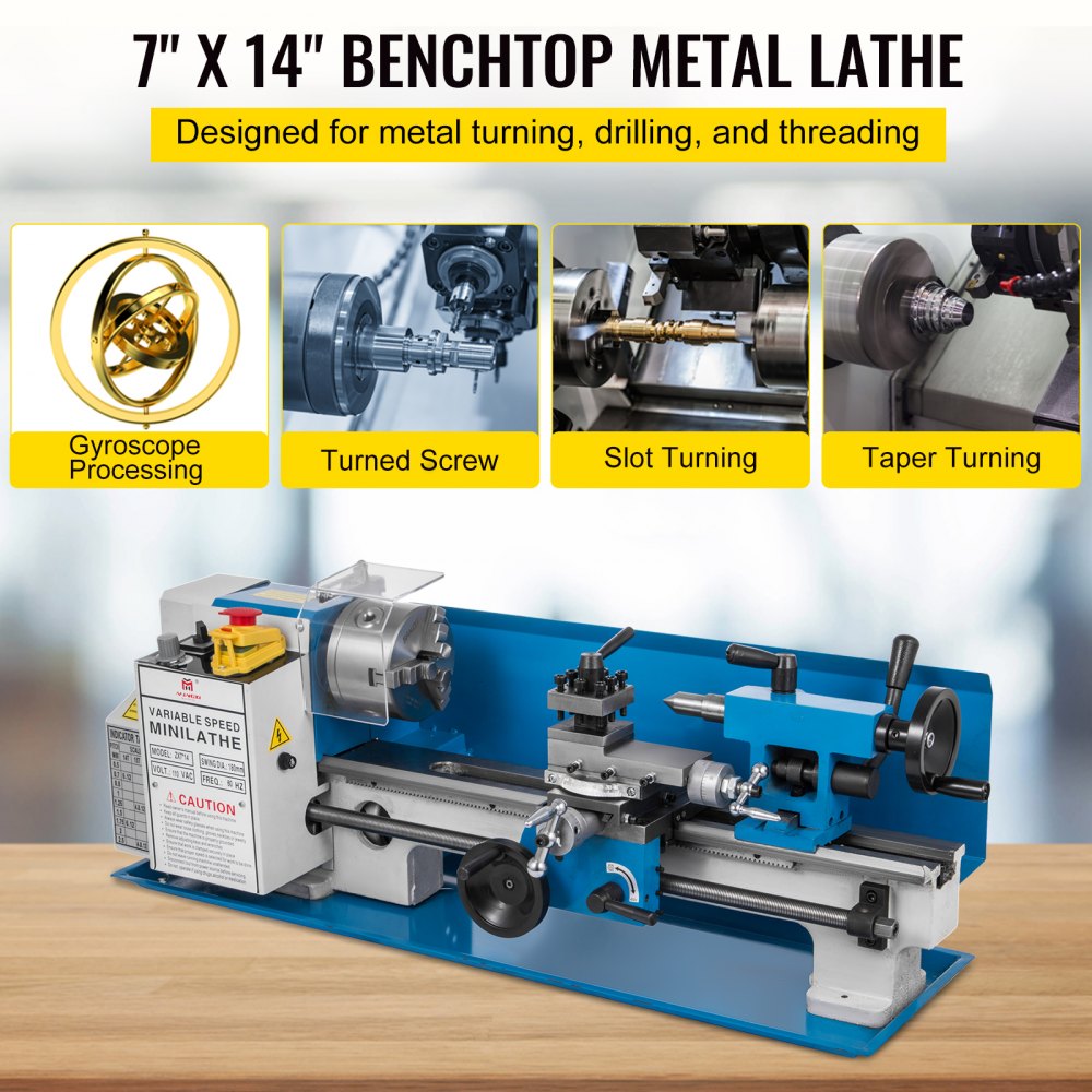 010323330660 - Precision 7x14 Mini Metal Lathe with 550W Motor