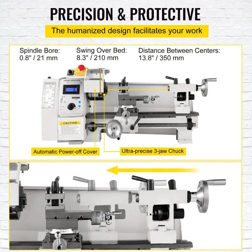 010276902500 - 210mm Mini Metal Lathe for Precision Machining