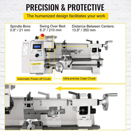 010276902500 - 210mm Mini Metal Lathe for Precision Machining