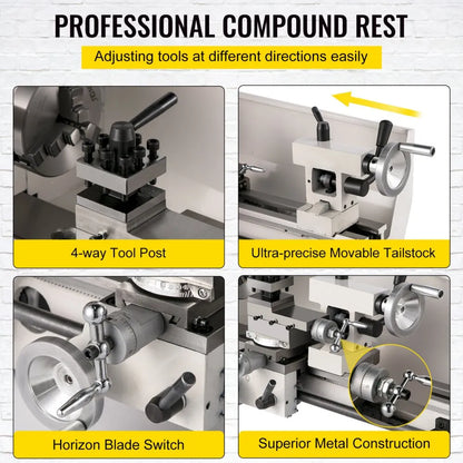 010276902500 - 210mm Mini Metal Lathe for Precision Machining