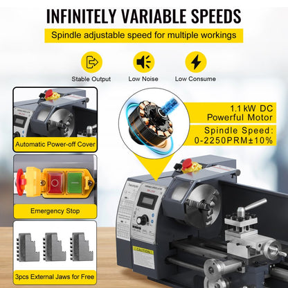 010254965537 - 8" x 16" Precision Mini Lathe with 1100W Motor