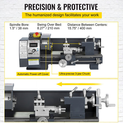 010254965537 - 8" x 16" Precision Mini Lathe with 1100W Motor