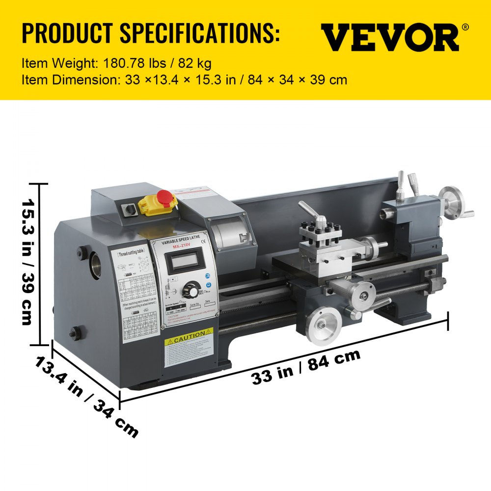 010254965537 - 8" x 16" Precision Mini Lathe with 1100W Motor