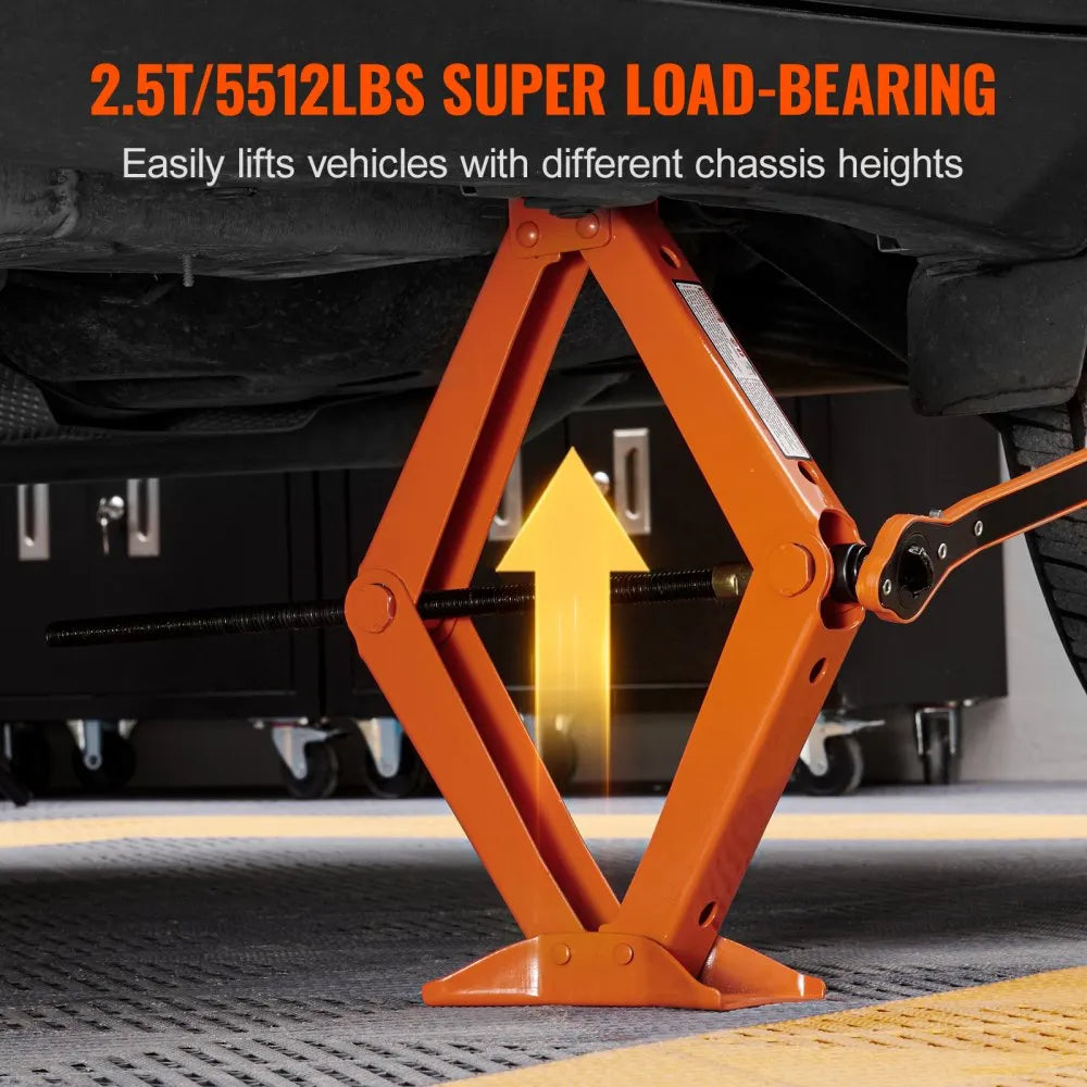 SJ25 - 2.5 Ton Scissor Car Jack, Compact 18.7" for Quick Tire Changes