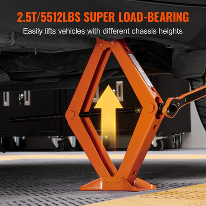 SJ25 - 2.5 Ton Scissor Car Jack, Compact 18.7" for Quick Tire Changes