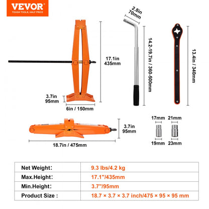 SJ25 - 2.5 Ton Scissor Car Jack, Compact 18.7" for Quick Tire Changes