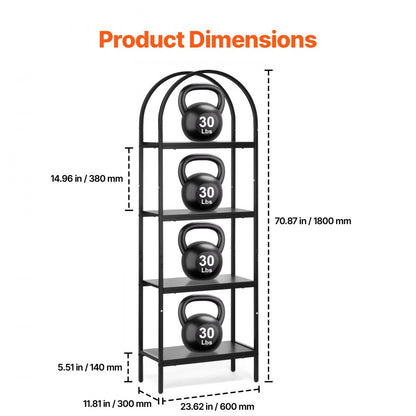 YJX-BS001 - Versatile Metal Bookshelf, Adjustable, 30 lbs per Shelf