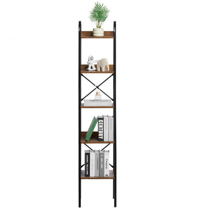 YJX-BS002 - Sturdy 5-Tier Metal Bookshelf with Adjustable Feet & Anti-Tip Kit