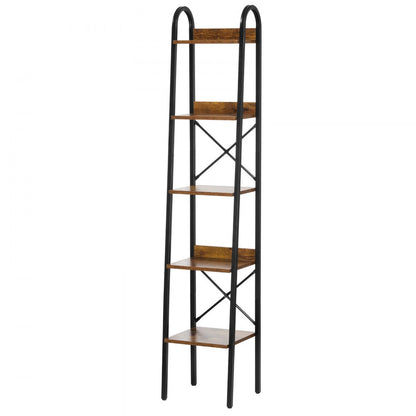 YJX-BS002 - Sturdy 5-Tier Metal Bookshelf with Adjustable Feet & Anti-Tip Kit