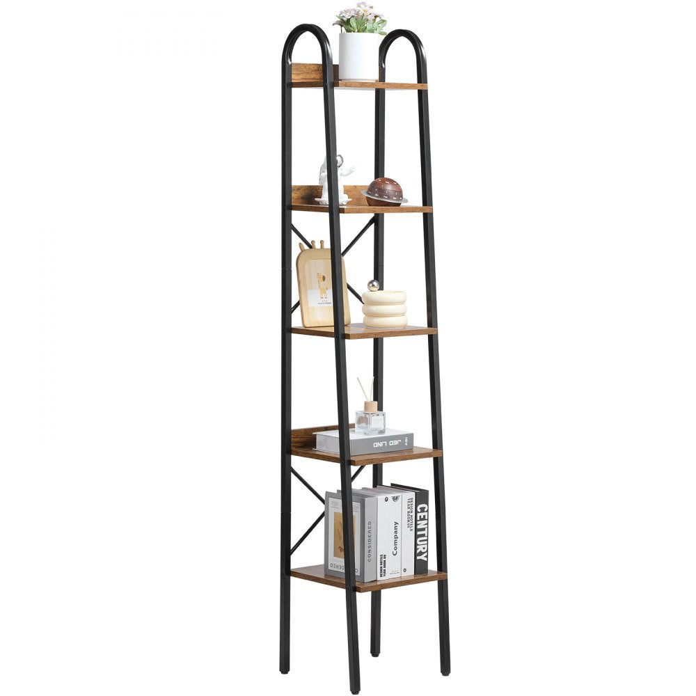 YJX-BS002 - Sturdy 5-Tier Metal Bookshelf with Adjustable Feet & Anti-Tip Kit