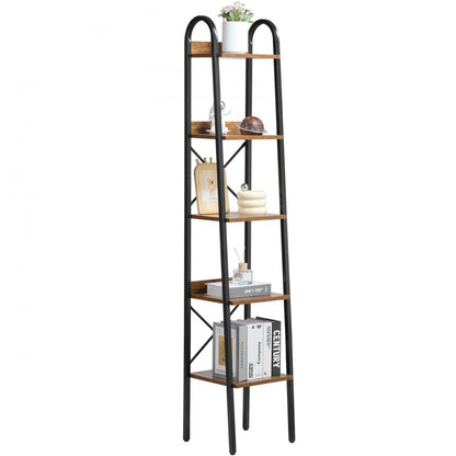 YJX-BS002 - Sturdy 5-Tier Metal Bookshelf with Adjustable Feet & Anti-Tip Kit