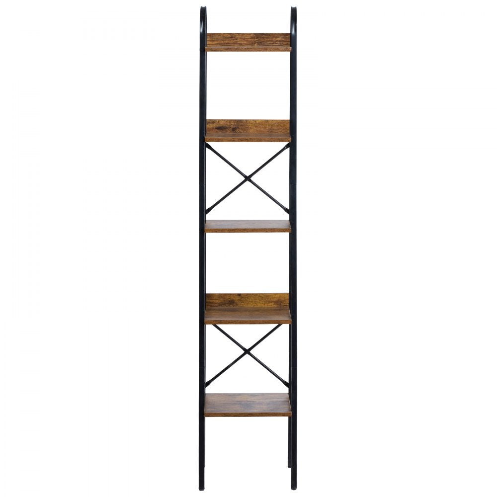 YJX-BS002 - Sturdy 5-Tier Metal Bookshelf with Adjustable Feet & Anti-Tip Kit