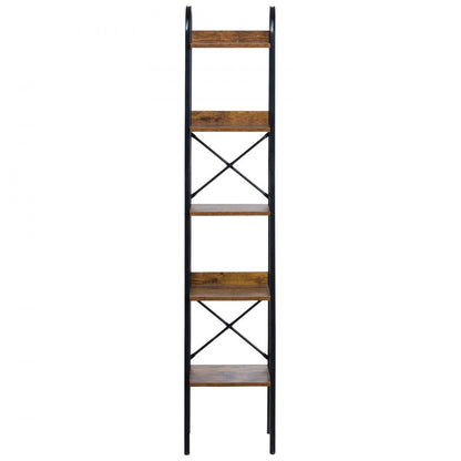 YJX-BS002 - Sturdy 5-Tier Metal Bookshelf with Adjustable Feet & Anti-Tip Kit