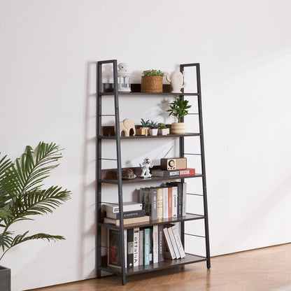 C240729W-01 - 5-Tier Metal Bookcase - Multi-Use, Durable Industrial Style