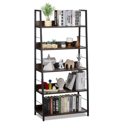 C240729W-01 - 5-Tier Metal Bookcase - Multi-Use, Durable Industrial Style
