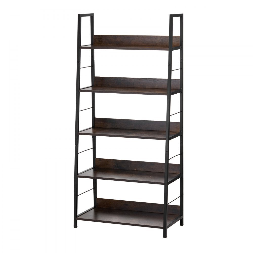 C240729W-01 - 5-Tier Metal Bookcase - Multi-Use, Durable Industrial Style