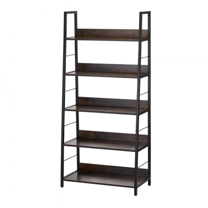 C240729W-01 - 5-Tier Metal Bookcase - Multi-Use, Durable Industrial Style