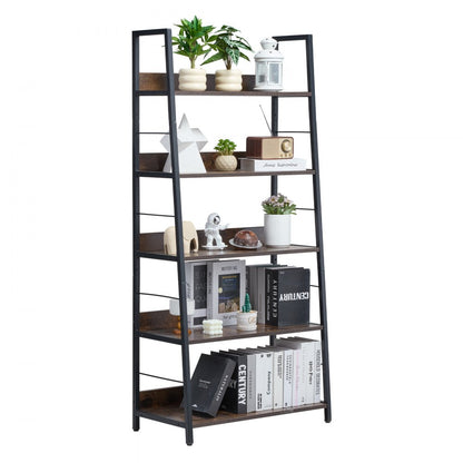 C240729W-01 - 5-Tier Metal Bookcase - Multi-Use, Durable Industrial Style