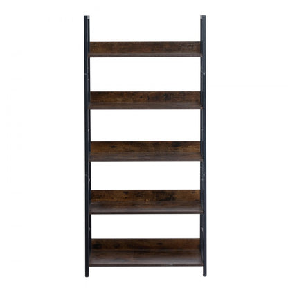 C240729W-01 - 5-Tier Metal Bookcase - Multi-Use, Durable Industrial Style