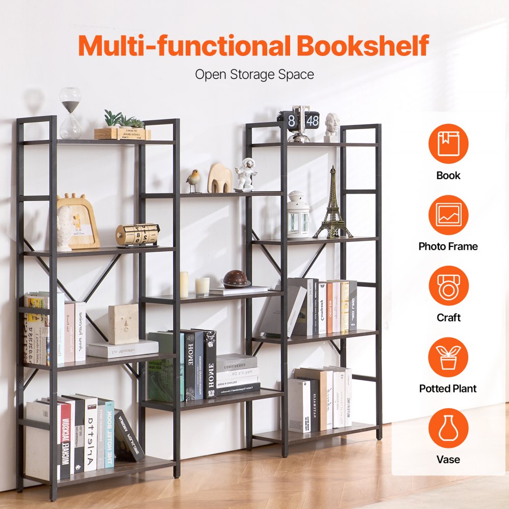 C240729W-04 - Versatile Metal Bookshelf, 70 lbs Capacity, Adjustable Feet