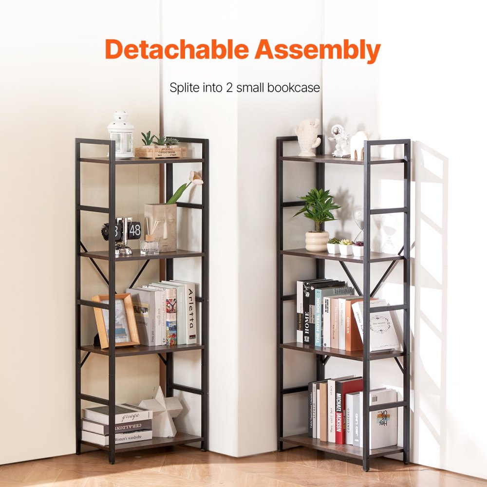 C240729W-04 - Versatile Metal Bookshelf, 70 lbs Capacity, Adjustable Feet
