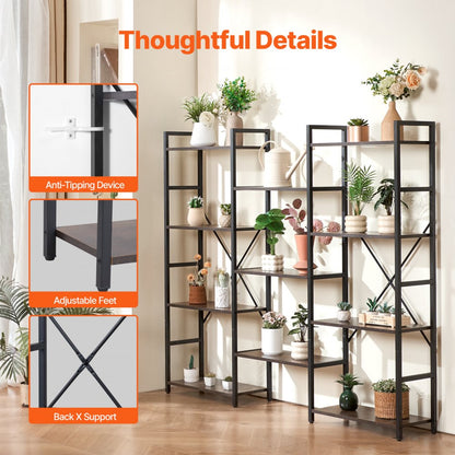 C240729W-04 - Versatile Metal Bookshelf, 70 lbs Capacity, Adjustable Feet