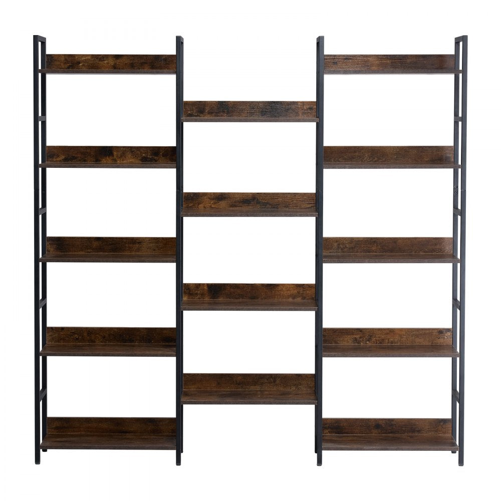 C240729W-05 - Rustic 14-Tier Metal Bookshelf for Display and Storage