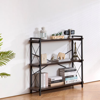 C240729W-02 - 3-Tier Industrial Metal Bookshelf for Versatile Storage