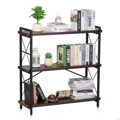 C240729W-02 - 3-Tier Industrial Metal Bookshelf for Versatile Storage