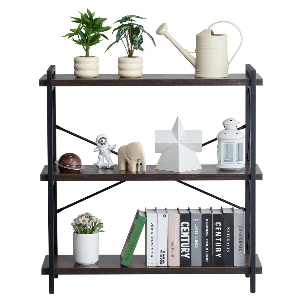 C240729W-02 - 3-Tier Industrial Metal Bookshelf for Versatile Storage