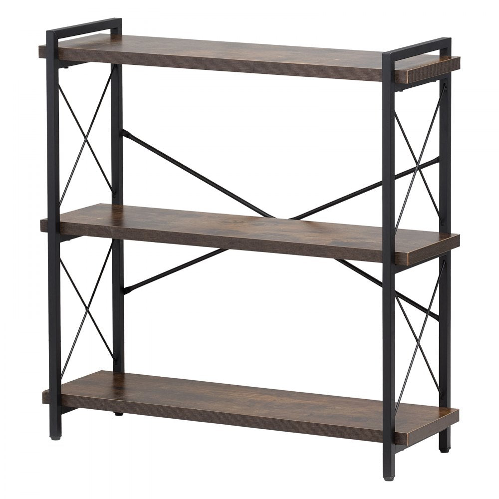 C240729W-02 - 3-Tier Industrial Metal Bookshelf for Versatile Storage