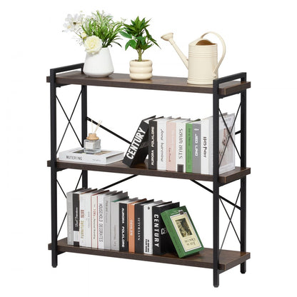 C240729W-02 - 3-Tier Industrial Metal Bookshelf for Versatile Storage