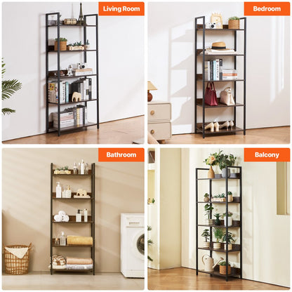 C240729W-03 - Stylish 60.63" Metal Bookshelf for Versatile Storage Solutions
