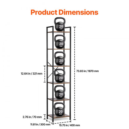 YJX-BS004 - Sturdy 6-Tier Metal Bookshelf for Stylish Storage Solutions