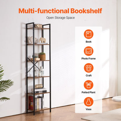 YJX-BS004 - Sturdy 6-Tier Metal Bookshelf for Stylish Storage Solutions