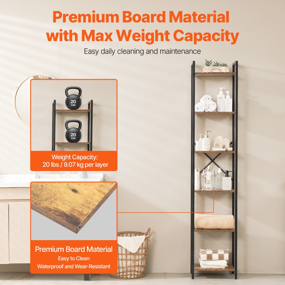 YJX-BS004 - Sturdy 6-Tier Metal Bookshelf for Stylish Storage Solutions