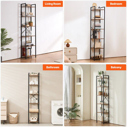 YJX-BS004 - Sturdy 6-Tier Metal Bookshelf for Stylish Storage Solutions