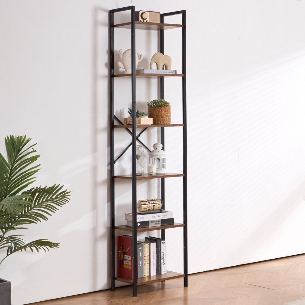 YJX-BS004 - Sturdy 6-Tier Metal Bookshelf for Stylish Storage Solutions