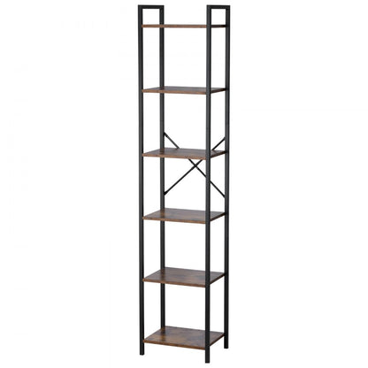YJX-BS004 - Sturdy 6-Tier Metal Bookshelf for Stylish Storage Solutions