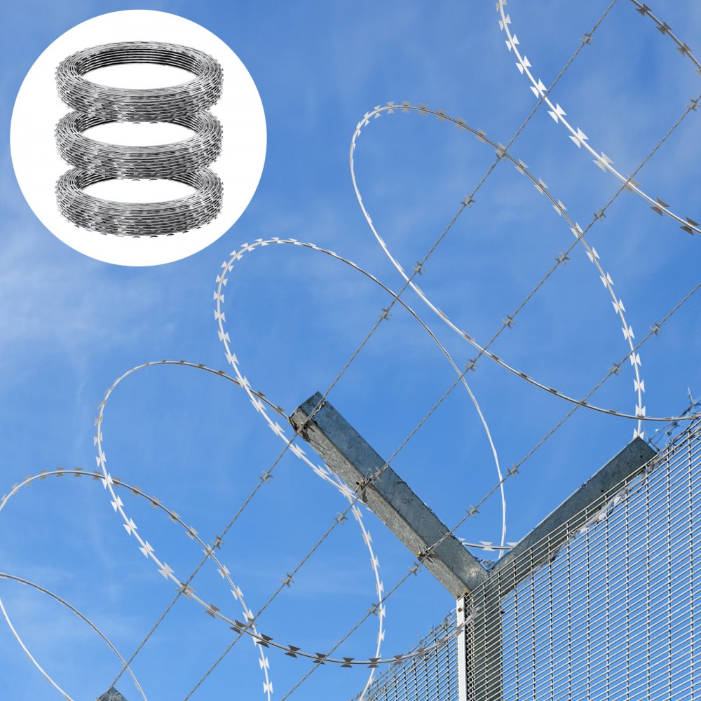 SD-SRBW10.5-BTO22 - VEVOR 147ft Galvanized Razor Wire for Ultimate Security