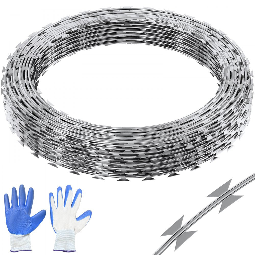 SD-SRBW17.5-BTO22 - 246ft Razor Barbed Wire with Sharp Blades & Gloves