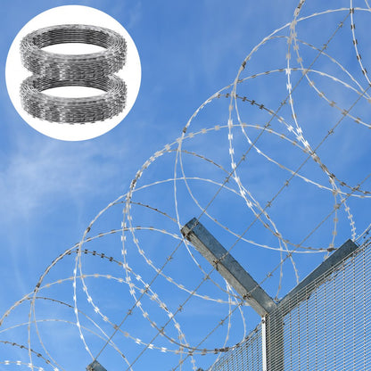 SD-DRBW15-BTO22 - 98ft Rust-Proof Razor Barbed Wire for Security and Wildlife Deterrence