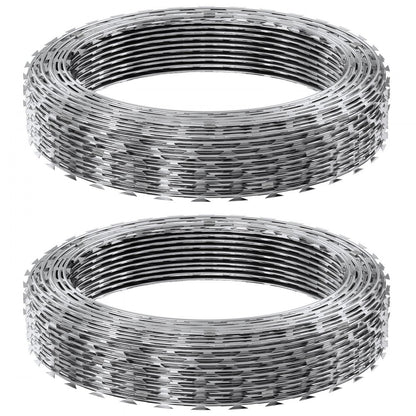 SD-DRBW15-BTO22 - 98ft Rust-Proof Razor Barbed Wire for Security and Wildlife Deterrence