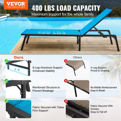 6151 - Foldable Aluminum Chaise Lounge with 5 Adjustable Positions