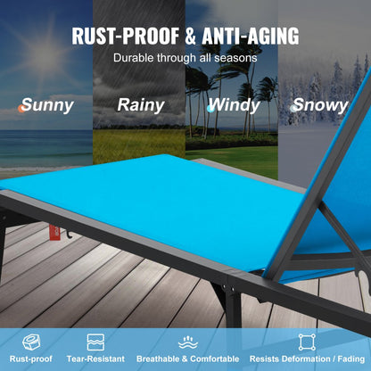 6151 - Foldable Aluminum Chaise Lounge with 5 Adjustable Positions