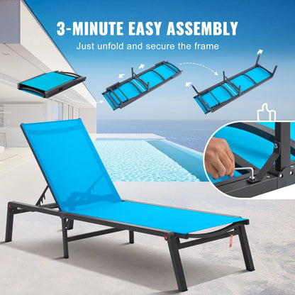 6151 - Foldable Aluminum Chaise Lounge with 5 Adjustable Positions